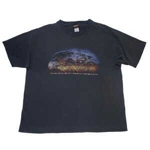 Harley Davidson Vintage T Shirt Distressed Black T Shirt Mens 3XL Sold as is